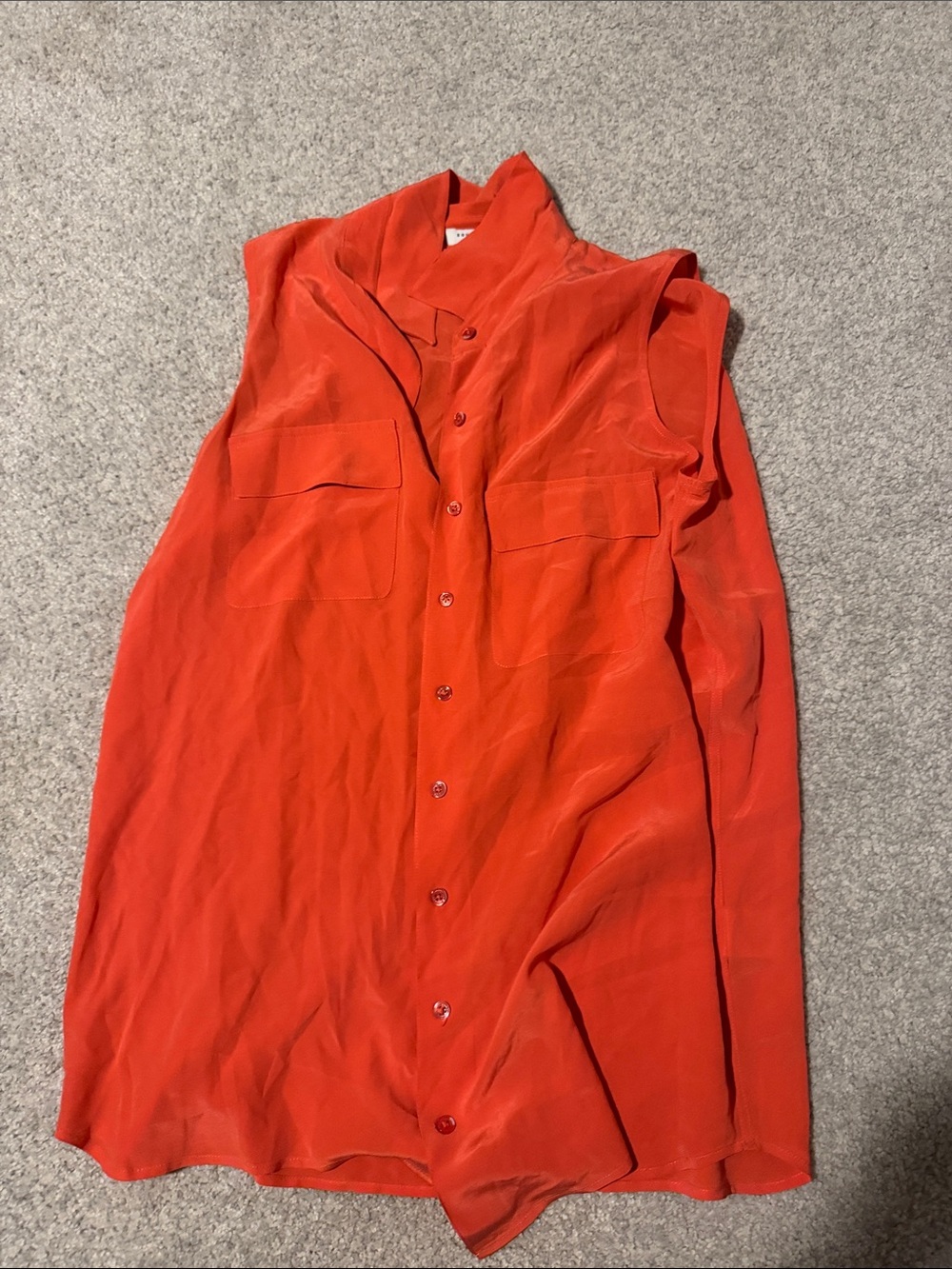 Equipment Sleeveless Button-Front Blouse in Bright Red